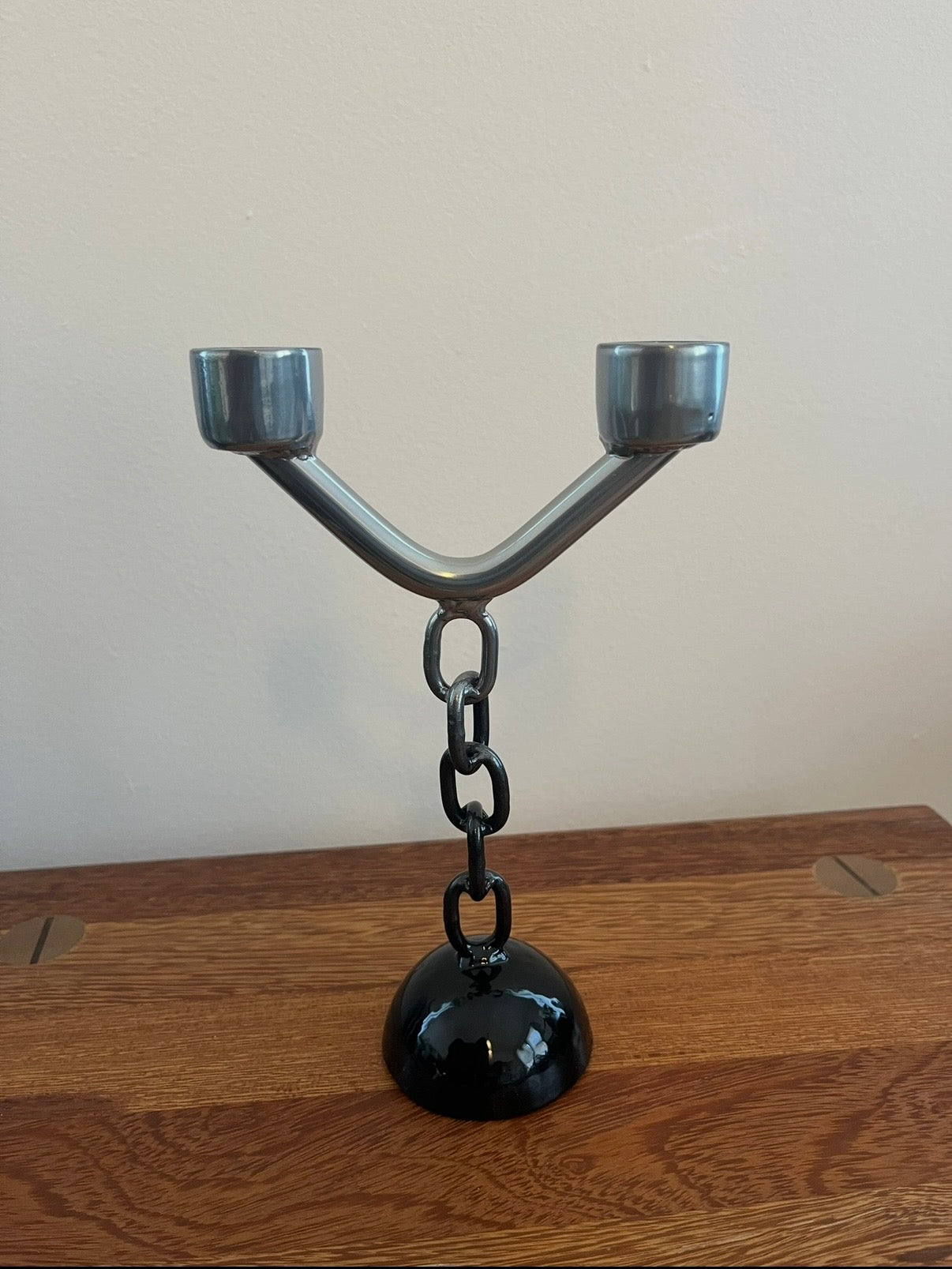 CHROME 2 BLACK Dual Candleholder